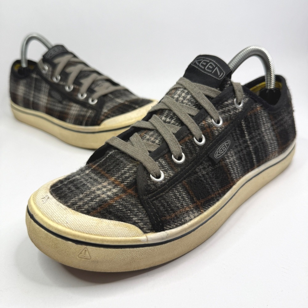 Keen Elsa Sneakers Womens 9.5 Black Gray Plaid Wool Blend Lace Up 1026804